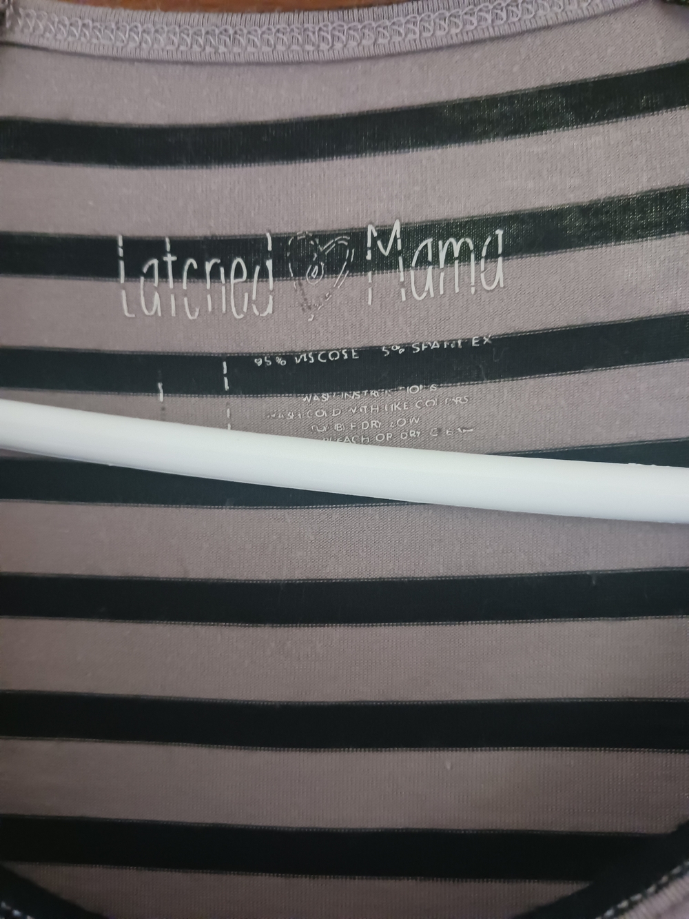 Latched Mama Black and White Striped Short Sleeve Midi Dress - Picture 2 of 4